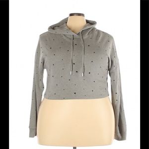 Wild Fable Gray Cropped Gray Star Print Hoodie